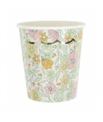 Gobelets fleurs liberty liberty rose, jaune et or x8