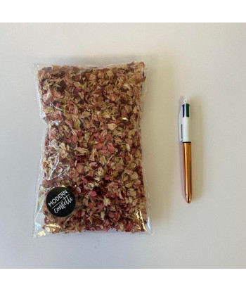 Confettis de fleurs séchées biodégradables rose et bordeaux