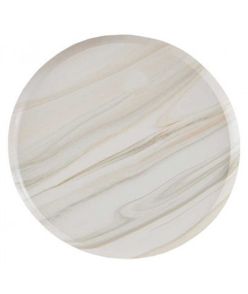 Assiettes en papier motif marbre marron et crème