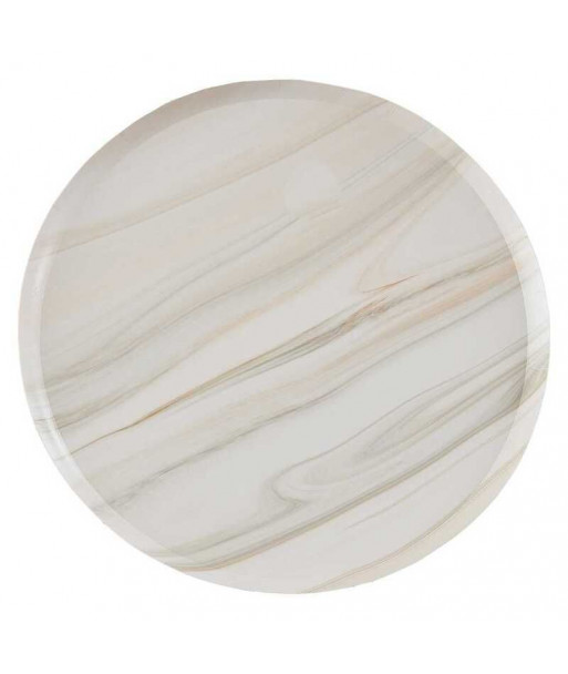 Assiettes en papier motif marbre marron et crème