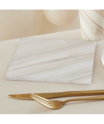 Serviettes en papier motif marbre marron et crème x16