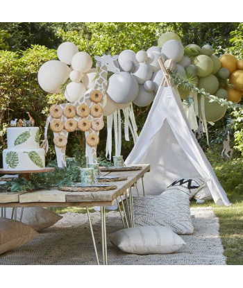 Guirlande anniversaire jungle singe et feuilles tropicales