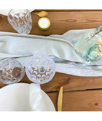 Chemin de table en mousseline vert eucalyptus