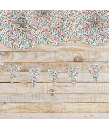 Rosaces liberty fleuries bleu, terracotta et or x3