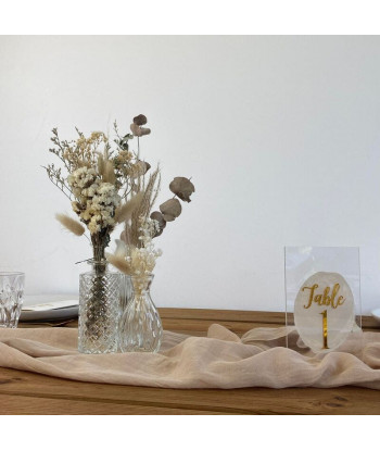 Numéros de table en plexis et bois