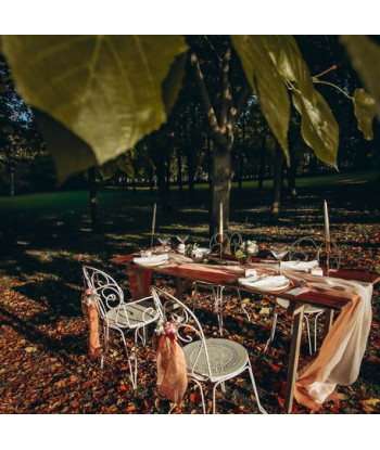 Chemin de table en mousseline de coton pêche