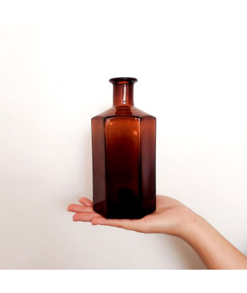 Vase bouteille style "apothicaire" en verre ambré