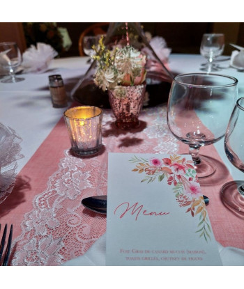 Chemin de table en mousseline de coton pêche