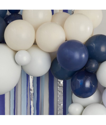 Rideau à franges bleu, blanc et argent