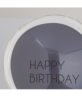 Ballons Happy Birthday bleu et transparent à double paroi
