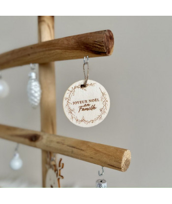 Boule Noel en famille bois 