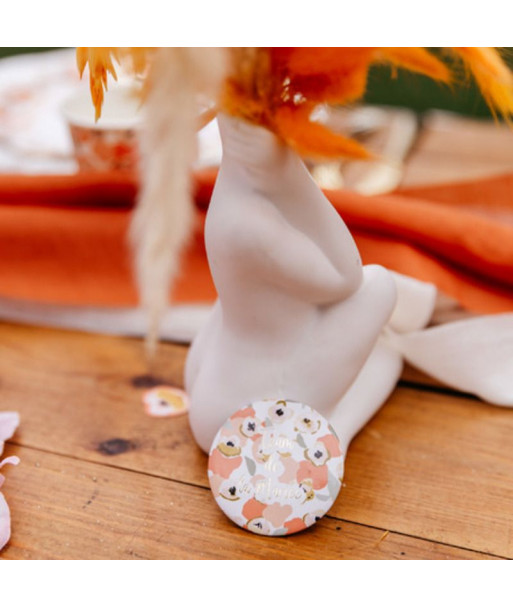 Badge EVJF  "team de la mariée" x2 avec fleurs