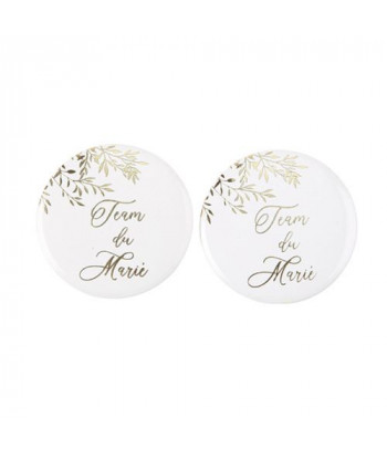 Badge EVJF  "team de la mariée" x2 blancs et or