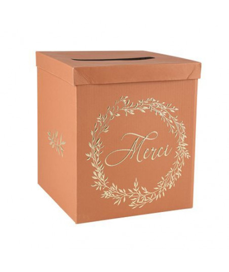 Urne "merci" en carton terracotta - mariage, anniversaire