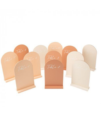12 Marque-Tables Curve creme, nude et terracotta