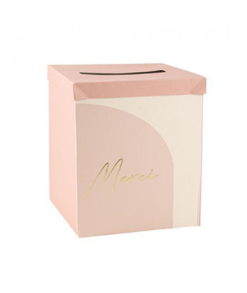 Urne "merci" en carton rose - mariage, anniversaire