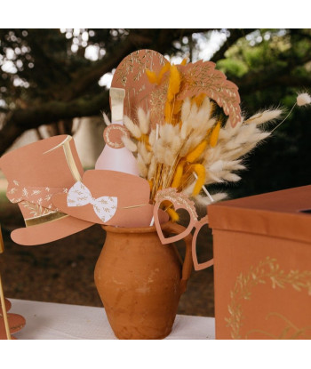 Kit Photobooth Jolis Brins Terracotta et Or 10 Pieces