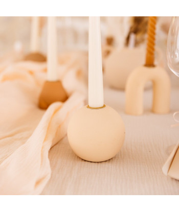 Bougeoir en céramique rond nude