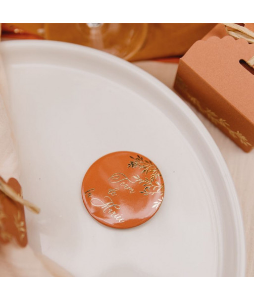 2 Badges EVJF  "team de la mariée" terracotta