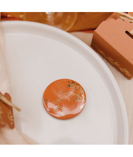 2 Badges EVJF  "team de la mariée" terracotta