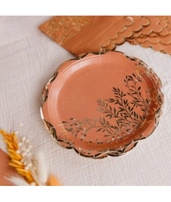 Assiettes Terracotta et Or x8
