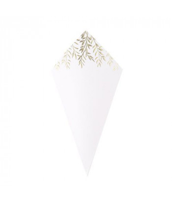  Lot de 10 cornets Jolis Brins Blanches et Or