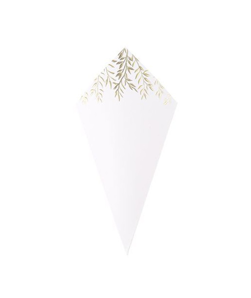  Lot de 10 cornets Jolis Brins Blanches et Or