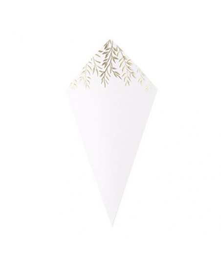  Lot de 10 cornets Jolis Brins Blanches et Or