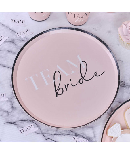 assiettes girly Team bride pour EVJF x8