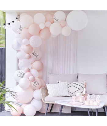 Arche de ballons EVJF Rose et Rose Gold