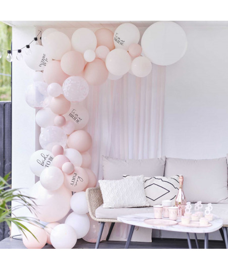 Arche de ballons EVJF Rose et Rose Gold