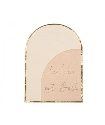 16 serviettes minimalistes nude blush et dorée