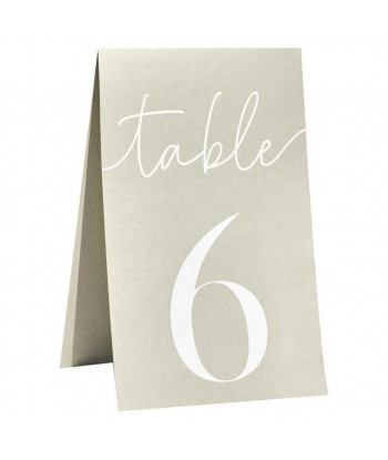 Numéro de table papier vert sauge