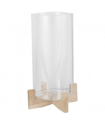 Bougeoir en verre et bois