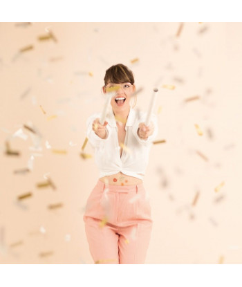 Canon à confettis blanc et doré