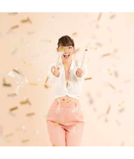 Canon à confettis blanc et doré