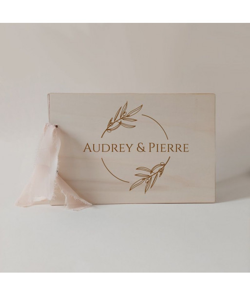 Livre d'or mariage en bois personnalisable