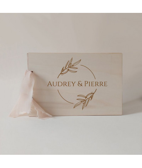 Livre d'or mariage en bois personnalisable
