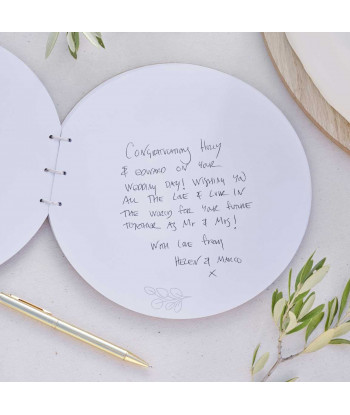 Livre d'or mariage rond en bois personnalisable