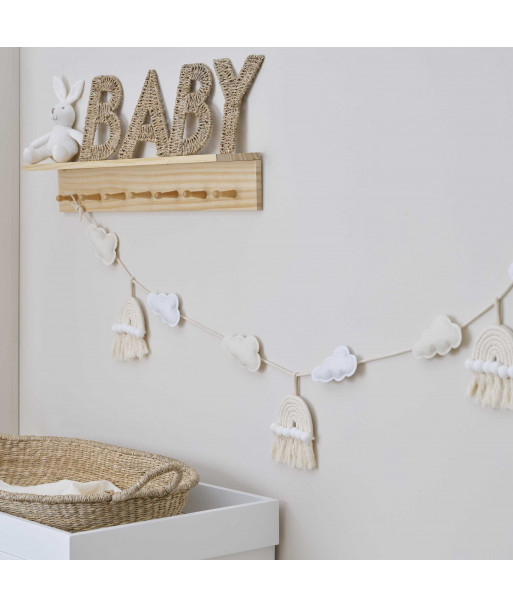 Guirlande arc-en-ciel et nuages en macramé