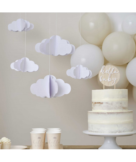 Décoration suspendu baby shower nuage 3D