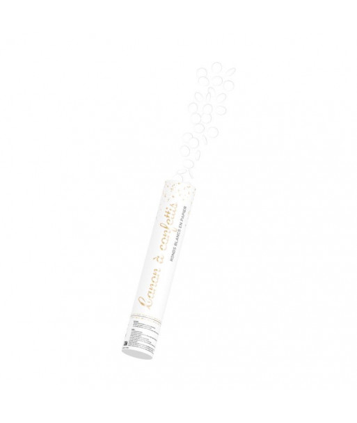 Canon à confettis rond blanc