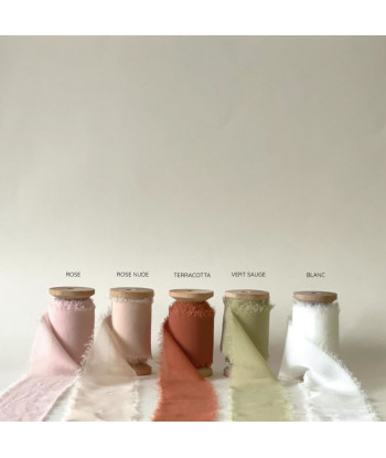 Ruban en mousseline de soie rose poudré