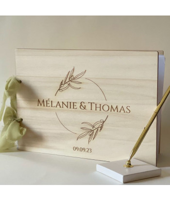 Livre d'or mariage en bois personnalisable