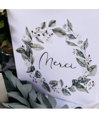 Urne botanique feuillages vert et or