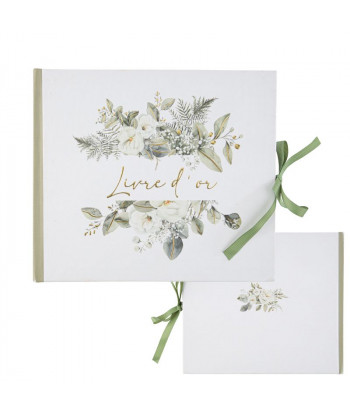 Livre d'or botanique vert et or