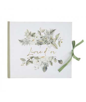 Livre d'or botanique vert et or