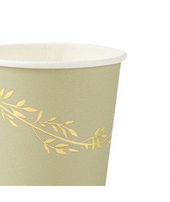 Gobelets vert sauge et or Jolis Brins x8