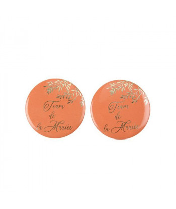 2 Badges EVJF  "team de la mariée" terracotta
