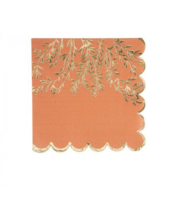 16 Serviettes Terracotta et Or 33 x 33 cm 3 Plis